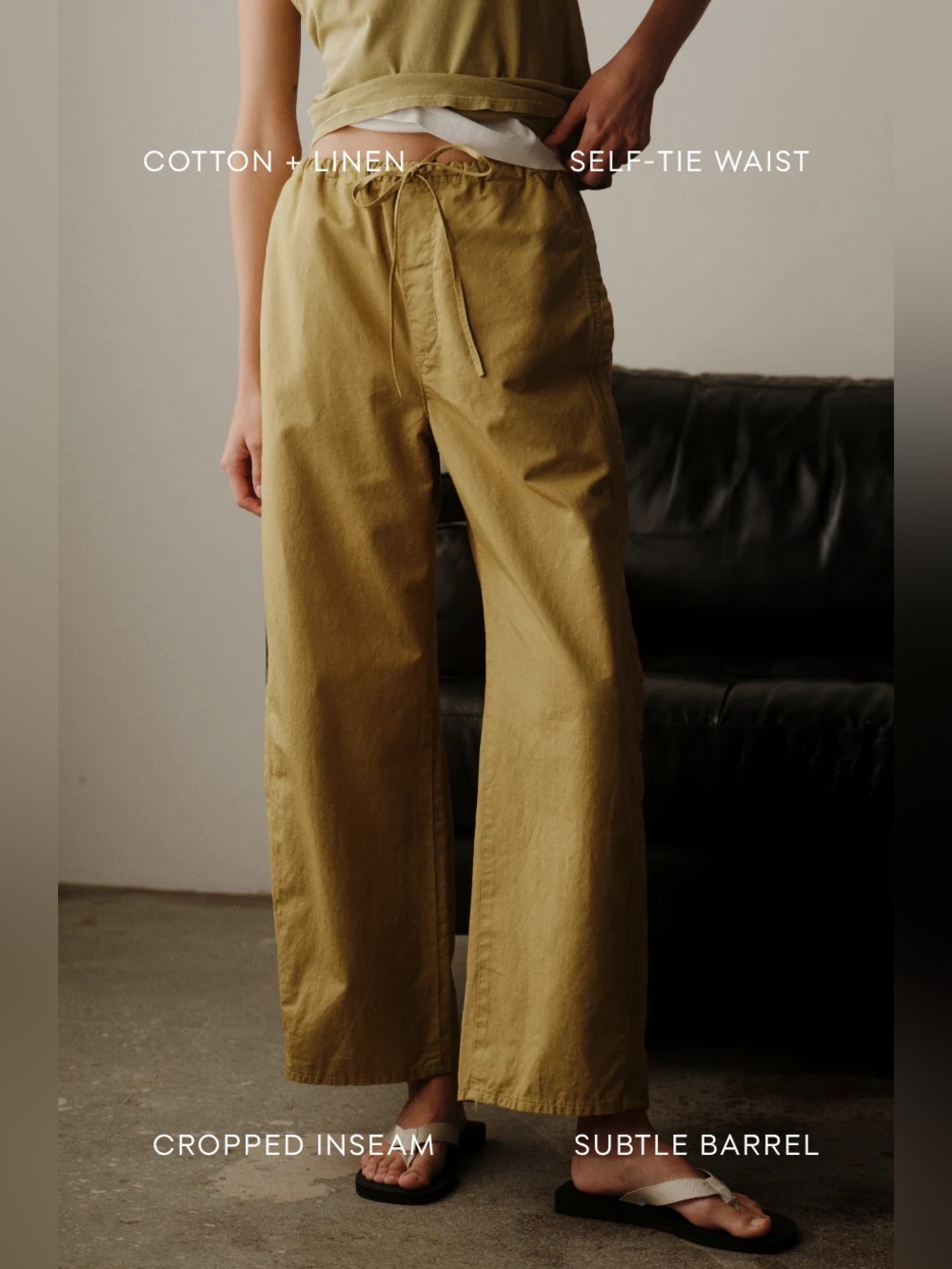 Amo Denim Simone Barrel Poplin Drawstring Pants in Sprig - NWT - Picture 6 of 8